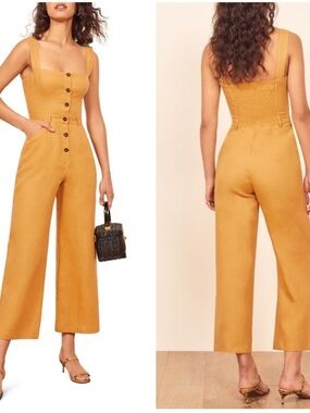NWOT - Reformation Tyler Button-Front Wide-Leg Jumpsuit (Like New)